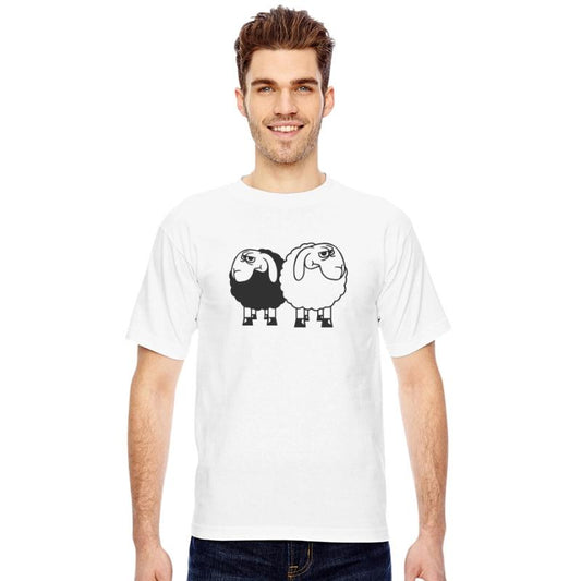 2 Sheep Looking Skeptical Offended Friends Team