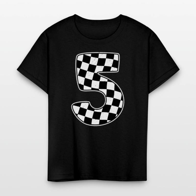 5th Birthday Checkered Number 5 Car Racing Flag